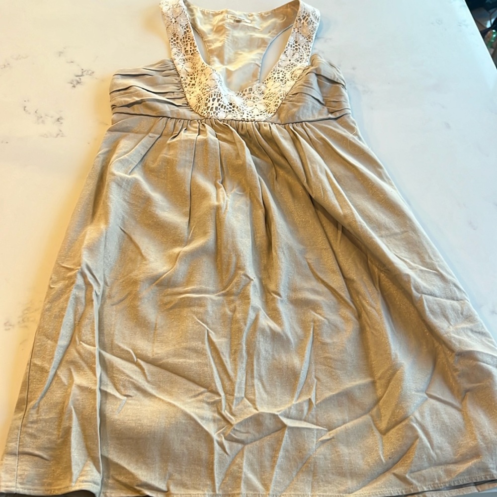 Anthropologie x Molly New York Linen & Lace Eyelet Racerback Dress